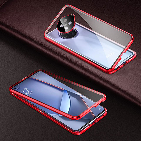 Funda Bumper Lujo Marco de Aluminio Espejo 360 Grados Carcasa para Oppo Ace2 Rojo
