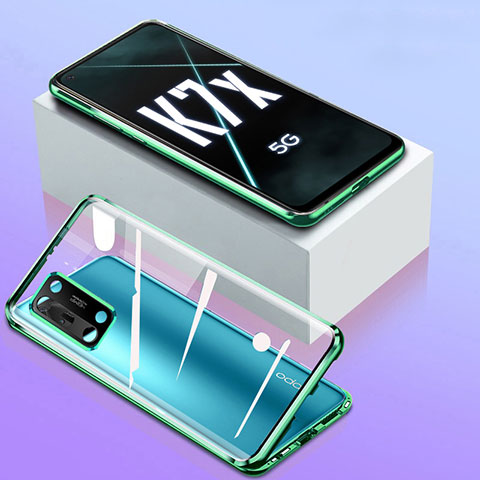 Funda Bumper Lujo Marco de Aluminio Espejo 360 Grados Carcasa para Oppo K7x 5G Verde