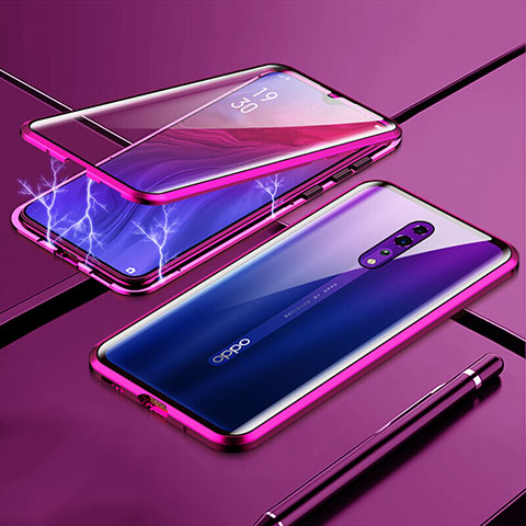 Funda Bumper Lujo Marco de Aluminio Espejo 360 Grados Carcasa para Oppo Reno Z Morado