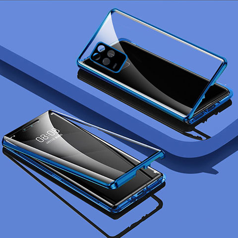 Funda Bumper Lujo Marco de Aluminio Espejo 360 Grados Carcasa para Realme 8s 5G Azul