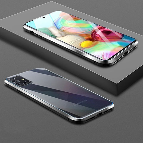 Funda Bumper Lujo Marco de Aluminio Espejo 360 Grados Carcasa para Samsung Galaxy A51 5G Negro