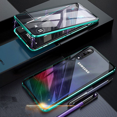 Funda Bumper Lujo Marco de Aluminio Espejo 360 Grados Carcasa para Samsung Galaxy A70 Verde