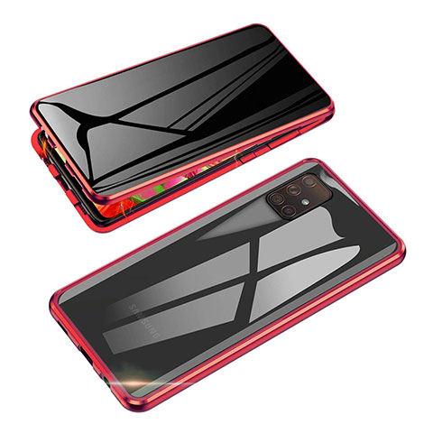 Funda Bumper Lujo Marco de Aluminio Espejo 360 Grados Carcasa para Samsung Galaxy M80S Rojo