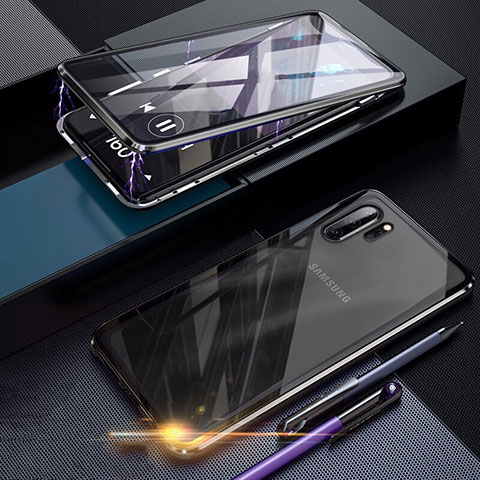 Funda Bumper Lujo Marco de Aluminio Espejo 360 Grados Carcasa para Samsung Galaxy Note 10 Plus Negro