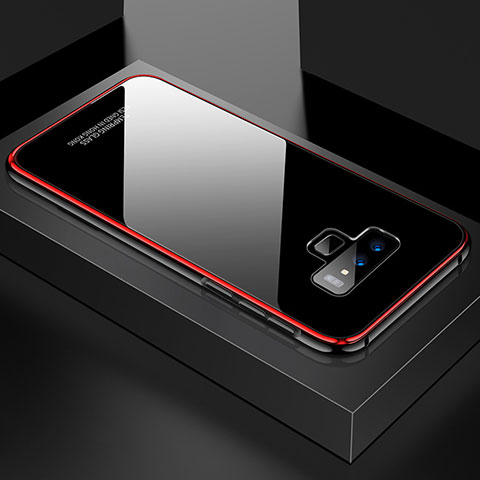 Funda Bumper Lujo Marco de Aluminio Espejo 360 Grados Carcasa para Samsung Galaxy Note 9 Rojo y Negro