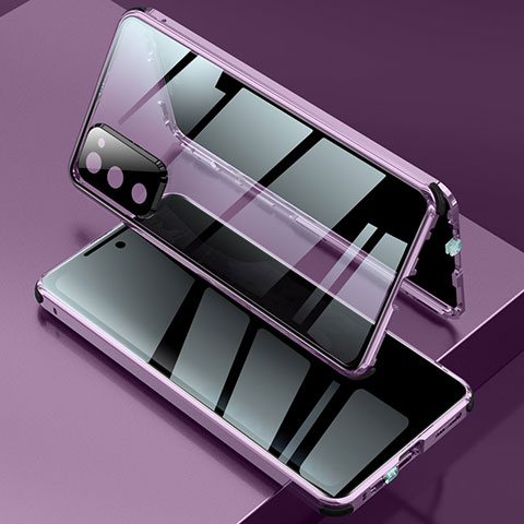 Funda Bumper Lujo Marco de Aluminio Espejo 360 Grados Carcasa para Samsung Galaxy S20 FE (2022) 5G Morado