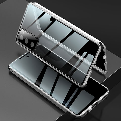 Funda Bumper Lujo Marco de Aluminio Espejo 360 Grados Carcasa para Samsung Galaxy S20 FE (2022) 5G Plata