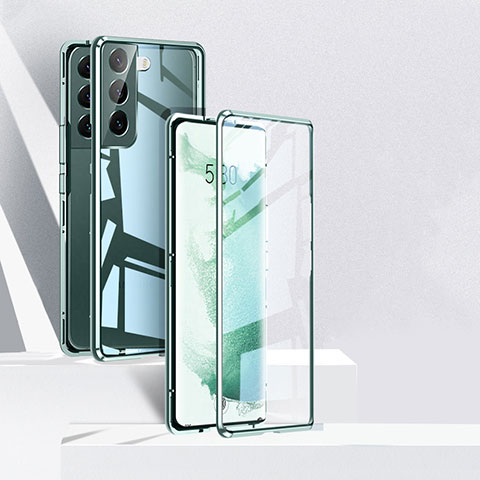 Funda Bumper Lujo Marco de Aluminio Espejo 360 Grados Carcasa para Samsung Galaxy S21 5G Verde