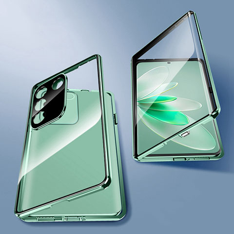 Funda Bumper Lujo Marco de Aluminio Espejo 360 Grados Carcasa para Vivo V27e 5G Verde