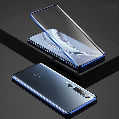 Funda Bumper Lujo Marco de Aluminio Espejo 360 Grados Carcasa para Xiaomi Mi 10 Pro Azul