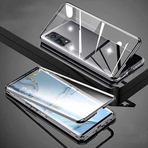 Funda Bumper Lujo Marco de Aluminio Espejo 360 Grados Carcasa para Xiaomi Mi 10T 5G Negro