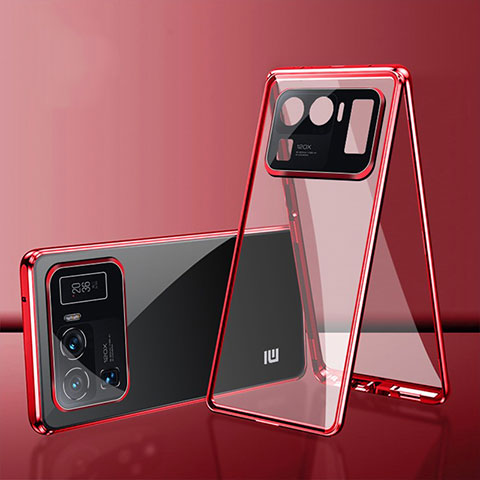 Funda Bumper Lujo Marco de Aluminio Espejo 360 Grados Carcasa para Xiaomi Mi 11 Ultra 5G Rojo
