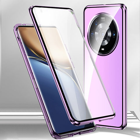 Funda Bumper Lujo Marco de Aluminio Espejo 360 Grados Carcasa para Xiaomi Mi 12 Ultra 5G Morado