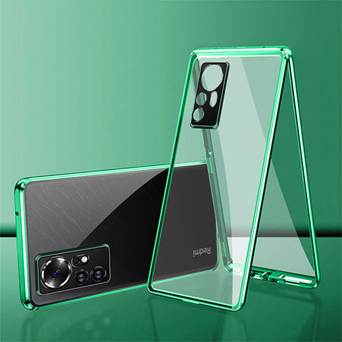 Funda Bumper Lujo Marco de Aluminio Espejo 360 Grados Carcasa para Xiaomi Mi 12S 5G Verde