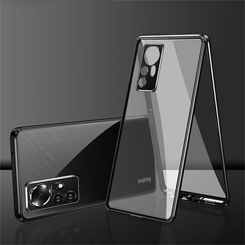 Funda Bumper Lujo Marco de Aluminio Espejo 360 Grados Carcasa para Xiaomi Mi 12S Pro 5G Negro