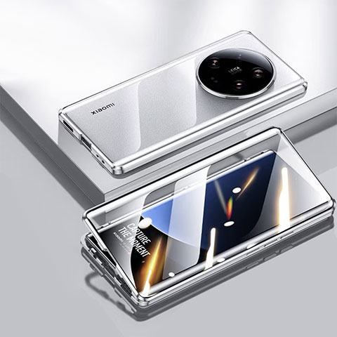 Funda Bumper Lujo Marco de Aluminio Espejo 360 Grados Carcasa para Xiaomi Mi 13 Ultra 5G Plata