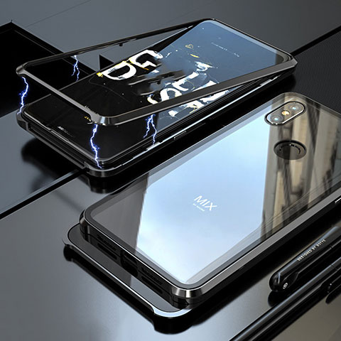 Funda Bumper Lujo Marco de Aluminio Espejo 360 Grados Carcasa para Xiaomi Mi Mix 3 Negro