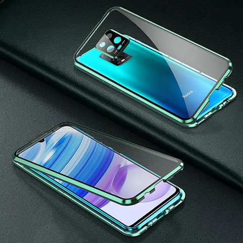 Funda Bumper Lujo Marco de Aluminio Espejo 360 Grados Carcasa para Xiaomi Redmi 10X 5G Verde