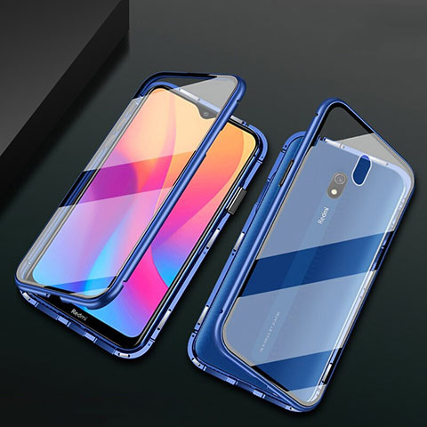 Funda Bumper Lujo Marco de Aluminio Espejo 360 Grados Carcasa para Xiaomi Redmi 8A Azul