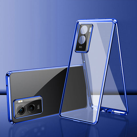 Funda Bumper Lujo Marco de Aluminio Espejo 360 Grados Carcasa para Xiaomi Redmi A1 Azul