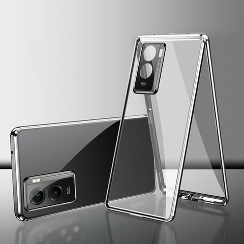 Funda Bumper Lujo Marco de Aluminio Espejo 360 Grados Carcasa para Xiaomi Redmi A1 Plata