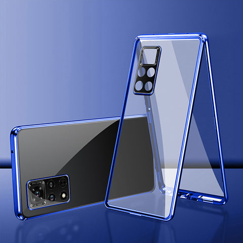 Funda Bumper Lujo Marco de Aluminio Espejo 360 Grados Carcasa para Xiaomi Redmi Note 11 Pro 5G Azul