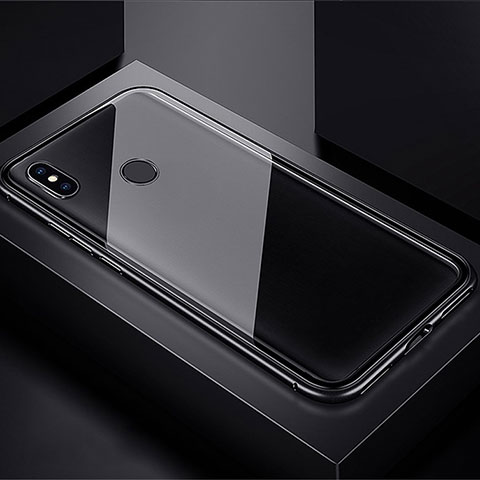 Funda Bumper Lujo Marco de Aluminio Espejo 360 Grados Carcasa para Xiaomi Redmi Note 7 Pro Negro