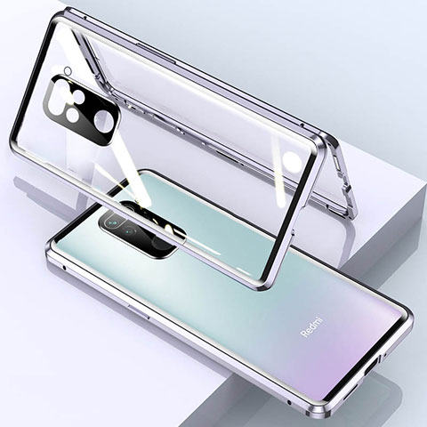 Funda Bumper Lujo Marco de Aluminio Espejo 360 Grados Carcasa para Xiaomi Redmi Note 9 Plata