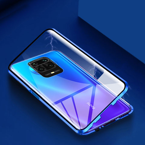 Funda Bumper Lujo Marco de Aluminio Espejo 360 Grados Carcasa para Xiaomi Redmi Note 9S Azul