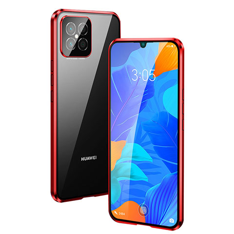 Funda Bumper Lujo Marco de Aluminio Espejo 360 Grados Carcasa T01 para Huawei Nova 8 SE 5G Rojo