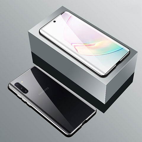 Funda Bumper Lujo Marco de Aluminio Espejo 360 Grados Carcasa T01 para Samsung Galaxy Note 10 Plus Plata