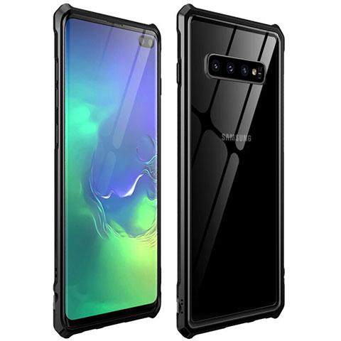 Funda Bumper Lujo Marco de Aluminio Espejo 360 Grados Carcasa T01 para Samsung Galaxy S10 Plus Negro