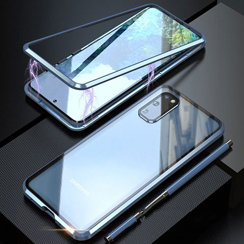 Funda Bumper Lujo Marco de Aluminio Espejo 360 Grados Carcasa T01 para Samsung Galaxy S20 5G Azul