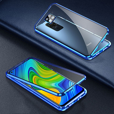 Funda Bumper Lujo Marco de Aluminio Espejo 360 Grados Carcasa T01 para Xiaomi Redmi 10X 4G Azul