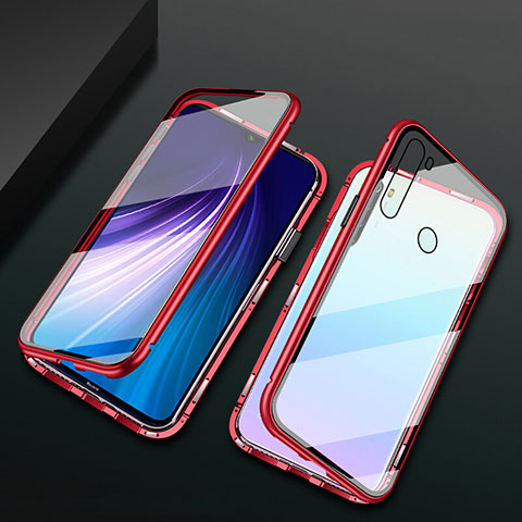 Funda Bumper Lujo Marco de Aluminio Espejo 360 Grados Carcasa T01 para Xiaomi Redmi Note 8 (2021) Rojo