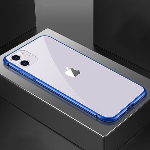Funda Bumper Lujo Marco de Aluminio Espejo 360 Grados Carcasa T02 para Apple iPhone 11 Azul