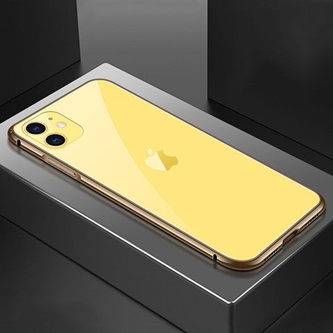 Funda Bumper Lujo Marco de Aluminio Espejo 360 Grados Carcasa T02 para Apple iPhone 11 Oro