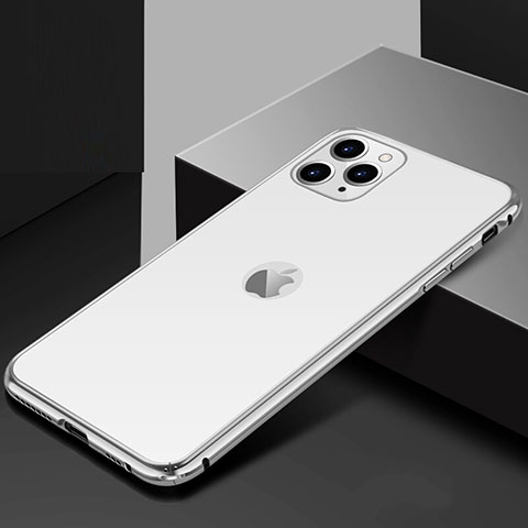 Funda Bumper Lujo Marco de Aluminio Espejo 360 Grados Carcasa T02 para Apple iPhone 11 Pro Max Plata