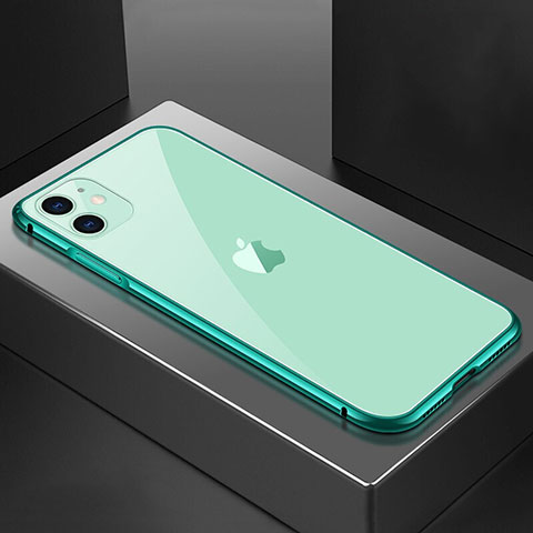 Funda Bumper Lujo Marco de Aluminio Espejo 360 Grados Carcasa T02 para Apple iPhone 11 Verde