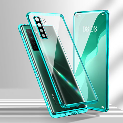 Funda Bumper Lujo Marco de Aluminio Espejo 360 Grados Carcasa T02 para Huawei Nova 7 SE 5G Cian