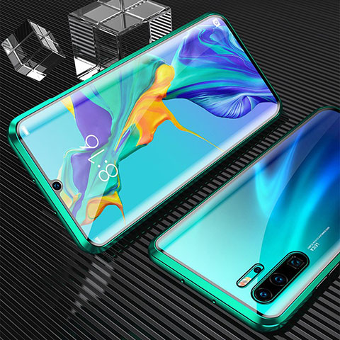 Funda Bumper Lujo Marco de Aluminio Espejo 360 Grados Carcasa T02 para Huawei P30 Pro New Edition Verde