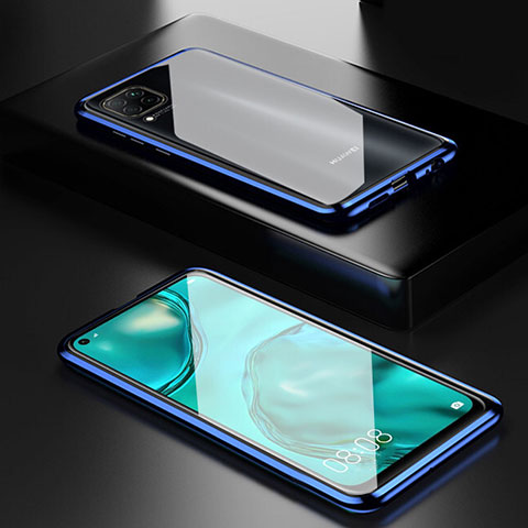 Funda Bumper Lujo Marco de Aluminio Espejo 360 Grados Carcasa T02 para Huawei P40 Lite Azul