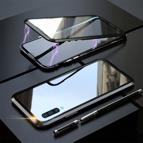 Funda Bumper Lujo Marco de Aluminio Espejo 360 Grados Carcasa T02 para Samsung Galaxy A70S Negro