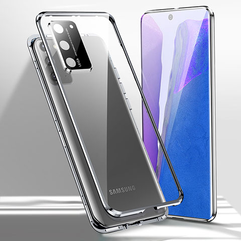 Funda Bumper Lujo Marco de Aluminio Espejo 360 Grados Carcasa T02 para Samsung Galaxy Note 20 5G Plata