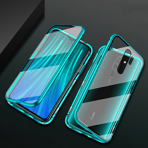 Funda Bumper Lujo Marco de Aluminio Espejo 360 Grados Carcasa T02 para Xiaomi Redmi Note 8 Pro Verde