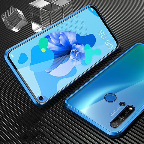 Funda Bumper Lujo Marco de Aluminio Espejo 360 Grados Carcasa T03 para Huawei P20 Lite (2019) Azul
