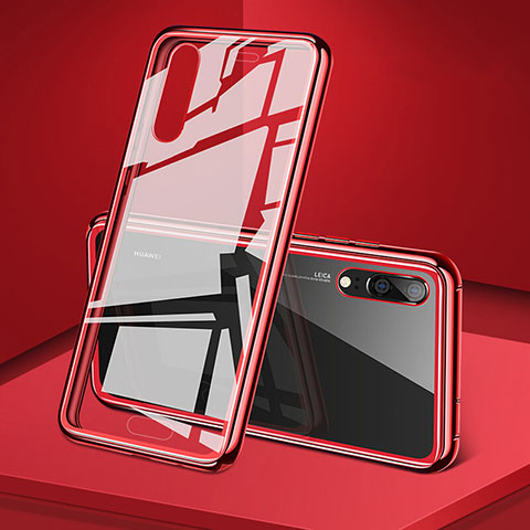 Funda Bumper Lujo Marco de Aluminio Espejo 360 Grados Carcasa T03 para Huawei P20 Rojo