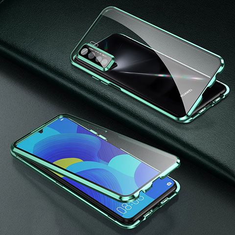 Funda Bumper Lujo Marco de Aluminio Espejo 360 Grados Carcasa T03 para Oppo K7 5G Verde