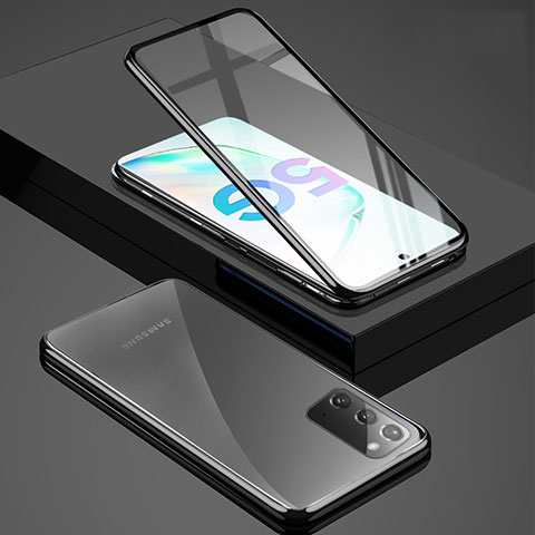 Funda Bumper Lujo Marco de Aluminio Espejo 360 Grados Carcasa T03 para Samsung Galaxy Note 20 5G Negro