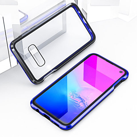 Funda Bumper Lujo Marco de Aluminio Espejo 360 Grados Carcasa T03 para Samsung Galaxy S10e Azul